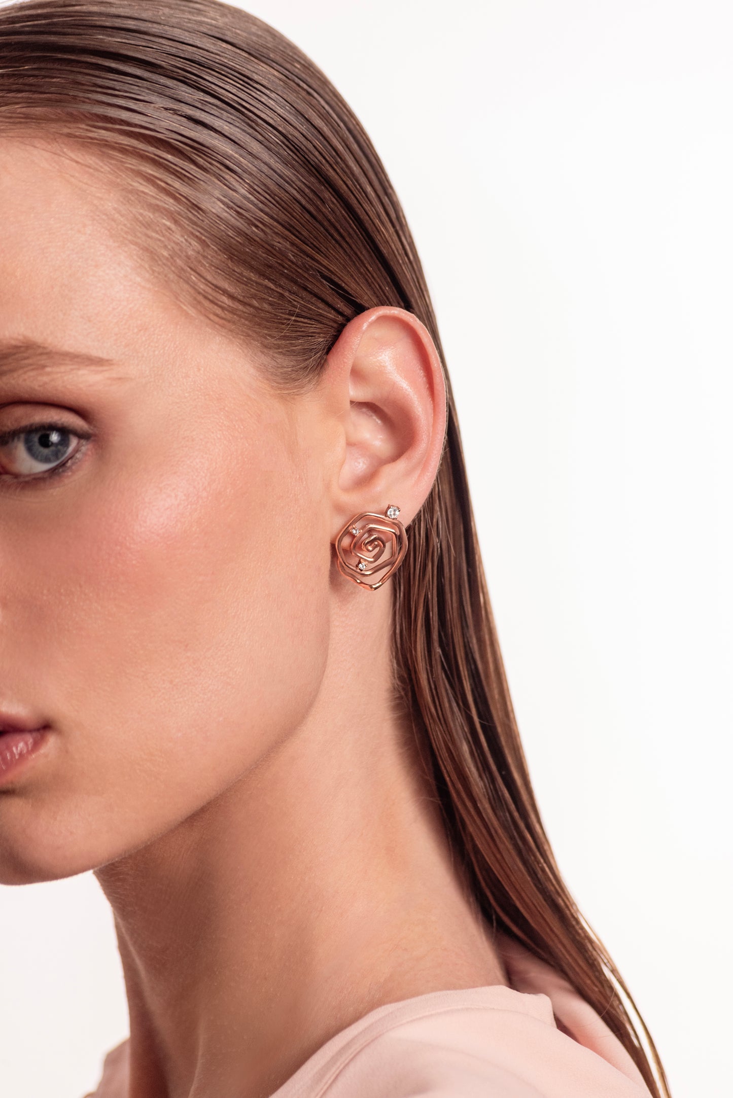 Brinco Botão Efêmera Rosé