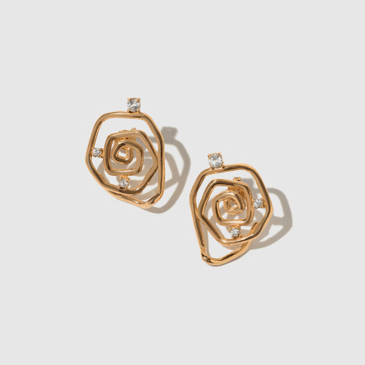 Brinco Botão Efêmera Amarelo