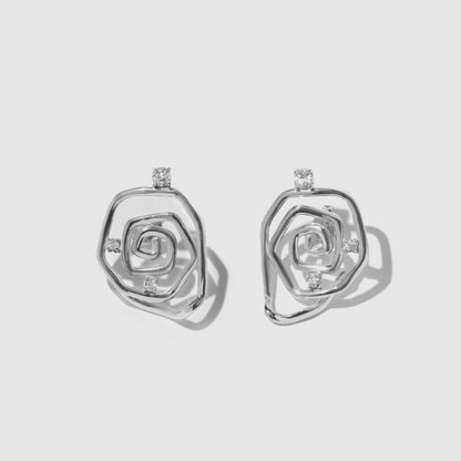 Brinco Botão Efêmera Branco