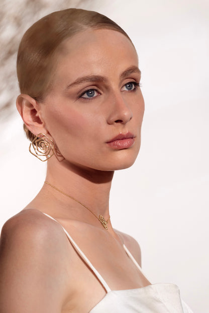 Brinco Rosa Efêmera Amarelo