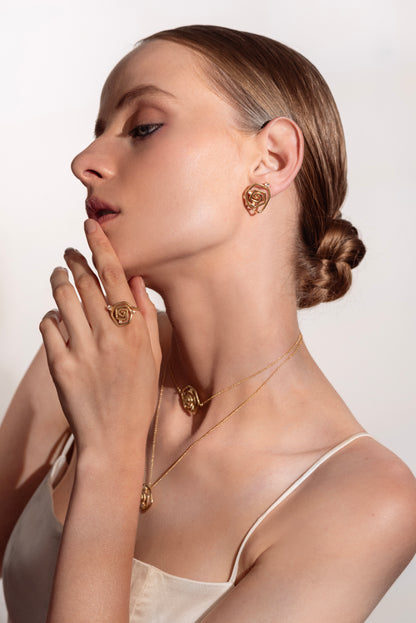 Brinco Botão Efêmera Amarelo