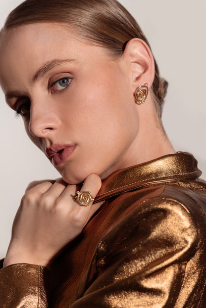 Brinco Botão Efêmera Amarelo